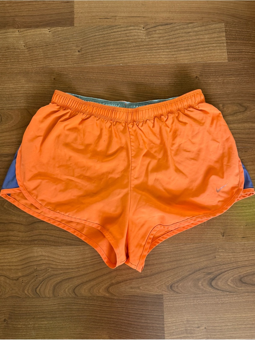 Nike Orange Women's Athletic Running Shorts with Purple Side Panel